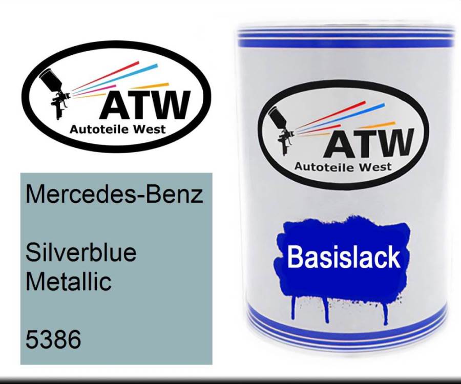 Mercedes-Benz, Silverblue Metallic, 5386: 500ml Lackdose, von ATW Autoteile West.